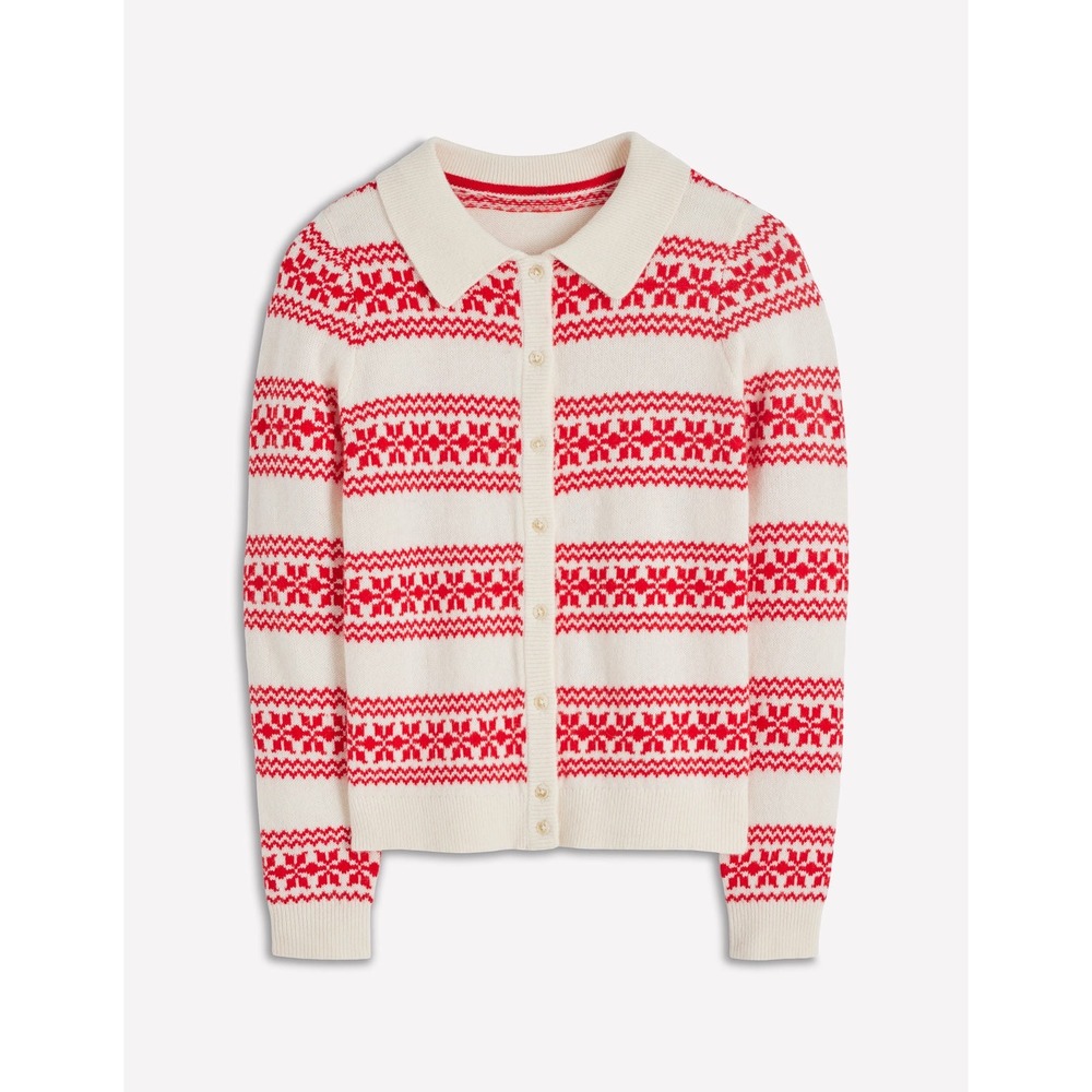 Boden Edie Fair Isle Knitted Shirt Cardigan Sweater Womens Small Wool Alpaca - Picture 3 of 12